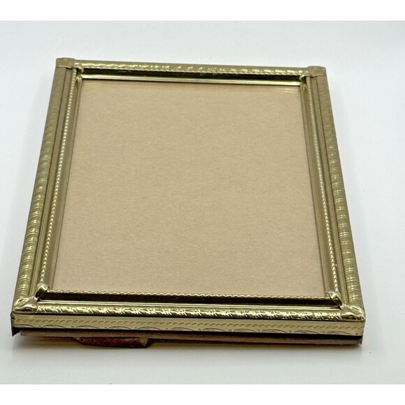 Vintage Gold Tone Picture Frame Holds 5x7 Inches Velvet Backing Used - Picture 13 of 16